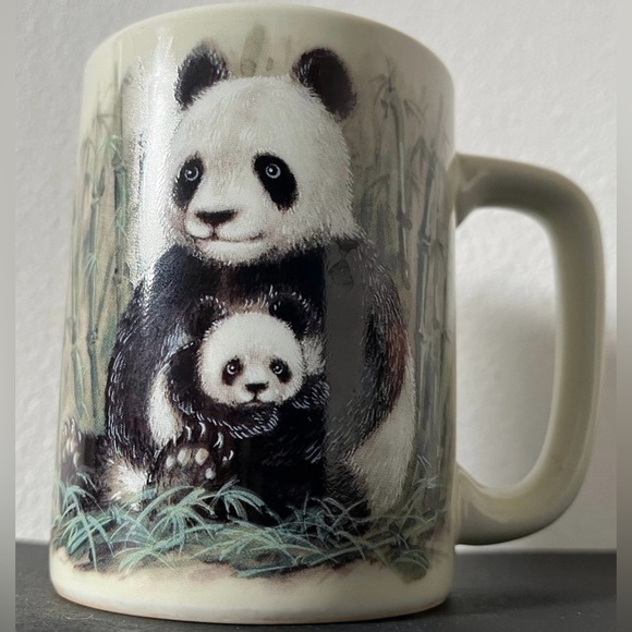 OTAGIRI Giant Panda with Baby Vintage Coffee Tea Large 12oz Mug Made in Japan - Picture 1 of 7